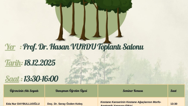 2025-2026 Güz Dönemi Orman Mühendisliği Lisansüstü Eğitim Seminer Programı